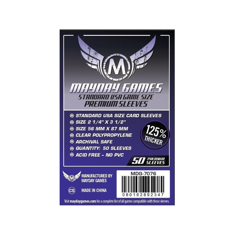 [7076] Premium USA Board Game Sleeves 56 MM X 87 MM (50 pack)